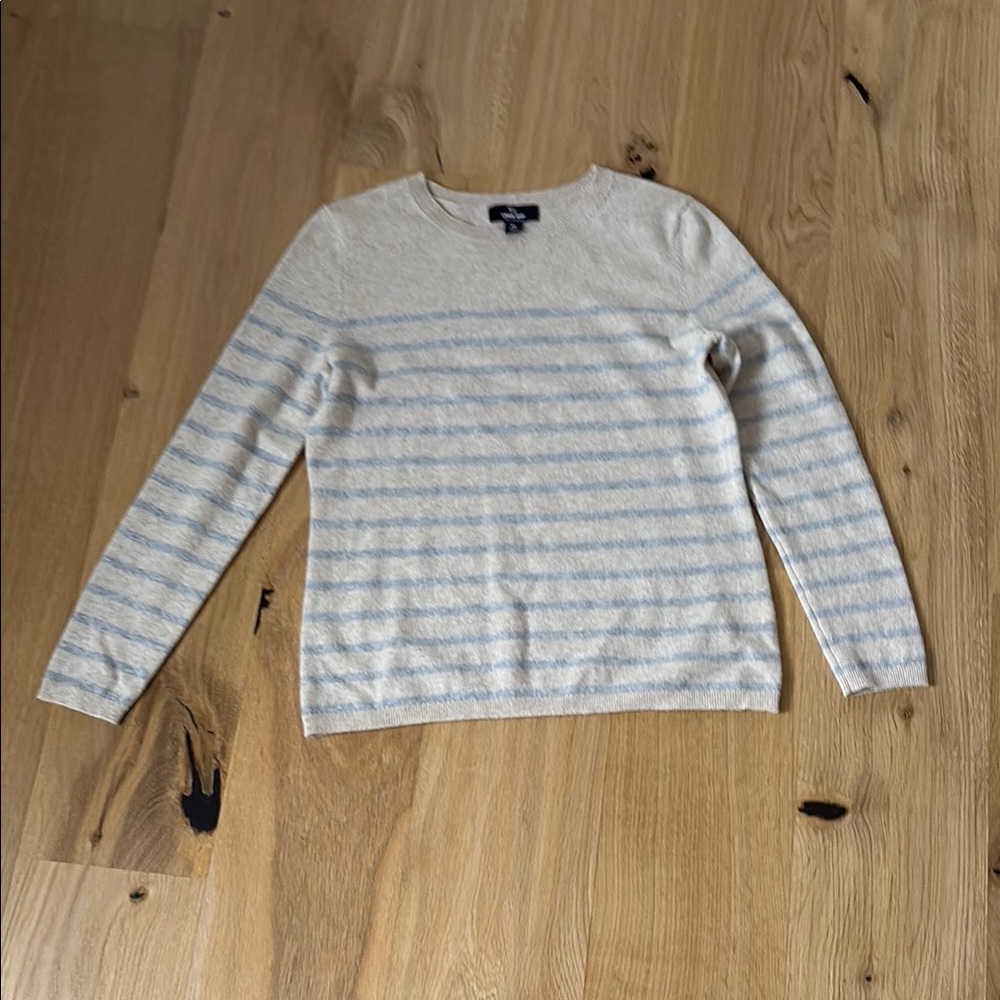 Striped Cream and Blue Sweater landsend women